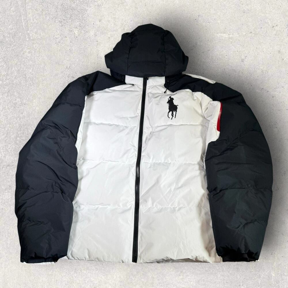 Polo Ralph Lauren Big Pony Hooded Down Puffer Jacket White Big & Tall 2XLT/2TGL